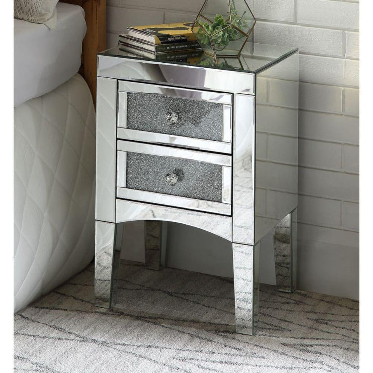 ACME - Nowles - Accent Table - Mirrored & Faux Stones - 24" - 5th Avenue Furniture