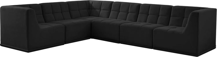 Meridian Furniture - Relax - Modular Sectional 6 Piece - Black - Fabric - 5th Avenue Furniture