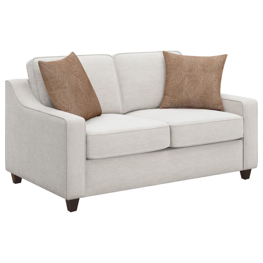 CoasterElevations - Christine - Upholstered Cushion Back Loveseat - Beige - 5th Avenue Furniture