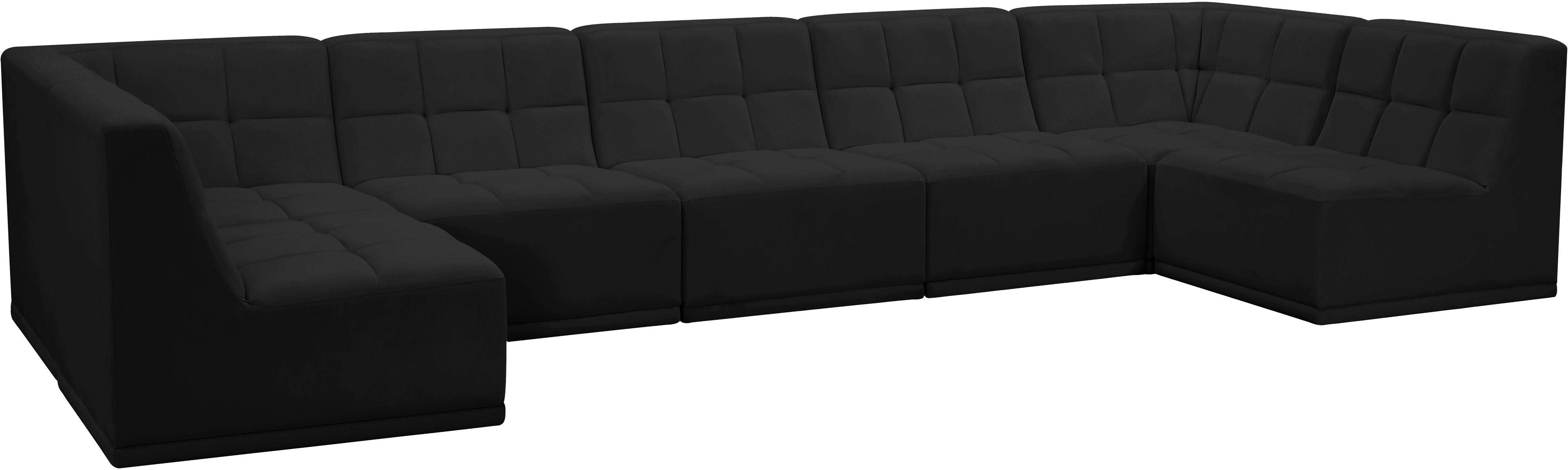 Meridian Furniture - Relax - Modular Sectional 7 Piece - Black - 5th Avenue Furniture