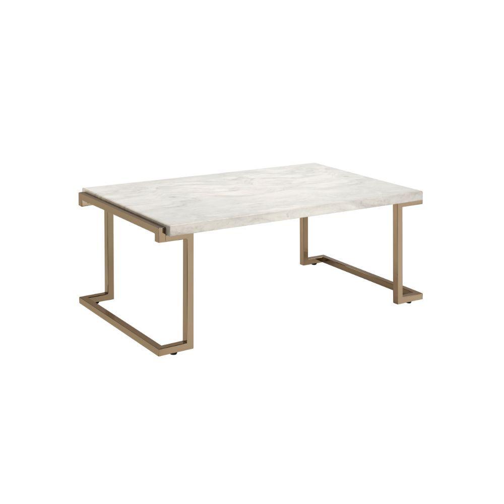 ACME - Boice II - Coffee Table - Faux Marble & Champagne - 5th Avenue Furniture