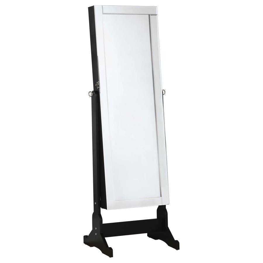 CoasterEssence - Cortez - Storage Jewelry Cheval Mirror - Black - 5th Avenue Furniture