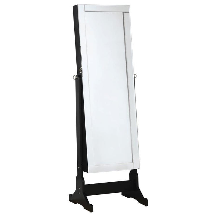 CoasterEssence - Cortez - Storage Jewelry Cheval Mirror - Black - 5th Avenue Furniture