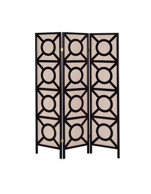 CoasterEveryday - Vulcan - 3-Panel Geometric Folding Screen Tan And - Cappuccino - 5th Avenue Furniture
