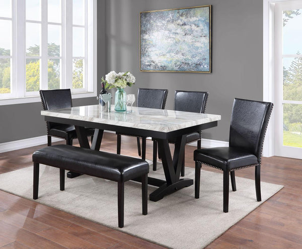 Crown Mark - Tanner - Dining Table - Faux Carrara - White - 5th Avenue Furniture