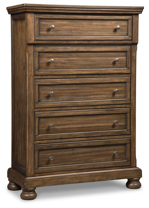 Ashley Furniture - Flynnter - Medium Brown - Five Drawer Chest - 5th Avenue Furniture