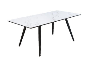 ACME - Caspian - Dining Table - White Printed Faux Marble & Black Finish - 5th Avenue Furniture