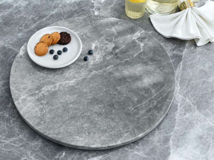 Steve Silver Furniture - Kaza - Marble Lazy Susan - Gray - 5th Avenue Furniture