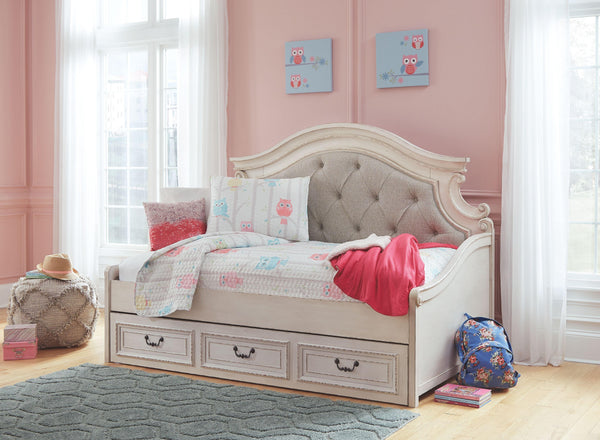 Signature Design by Ashley® - Realyn - Chipped White - Twin Day Bed With Storage - 5th Avenue Furniture