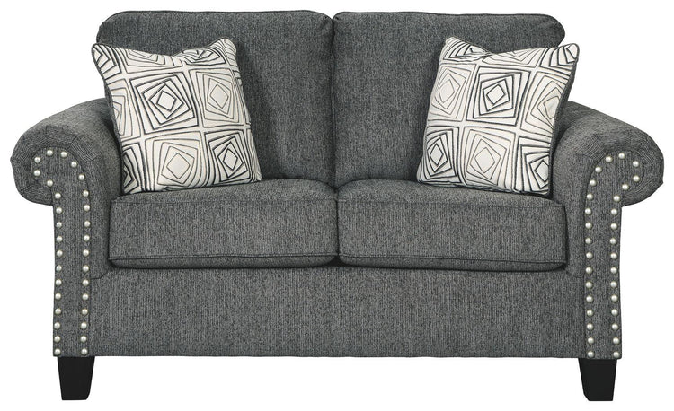 Ashley Furniture - Agleno - Charcoal - Loveseat - 5th Avenue Furniture