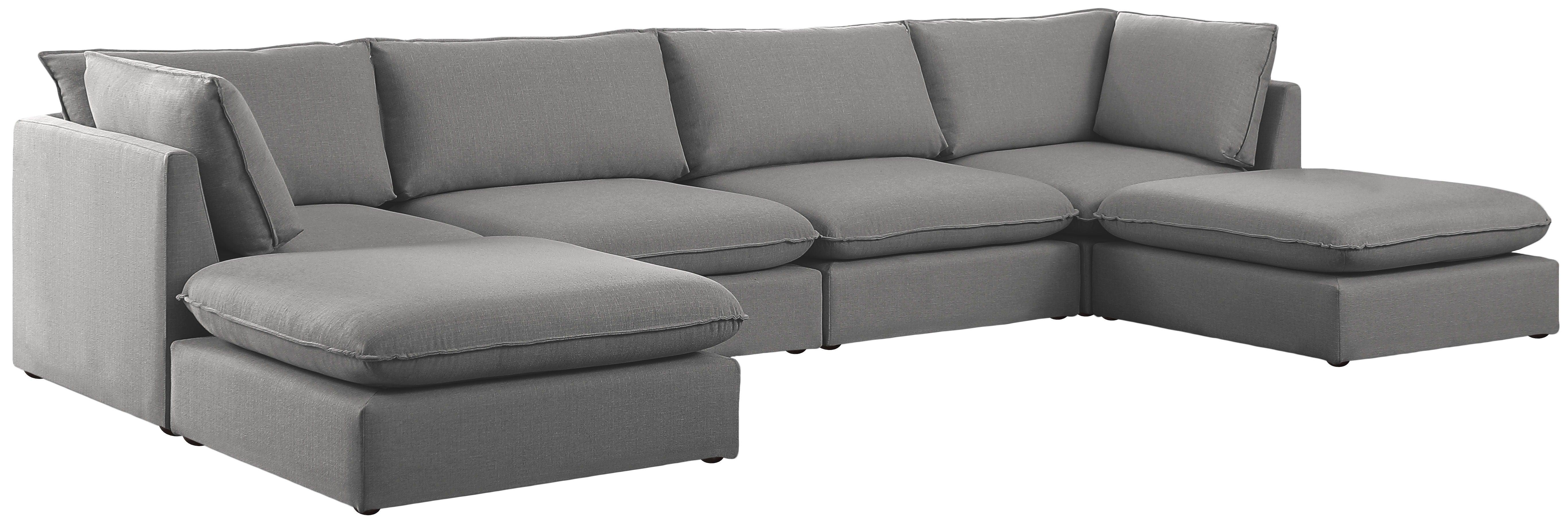 Meridian Furniture - Mackenzie - Modular Sectional 6 Piece - Gray - Fabric - Modern & Contemporary - 5th Avenue Furniture