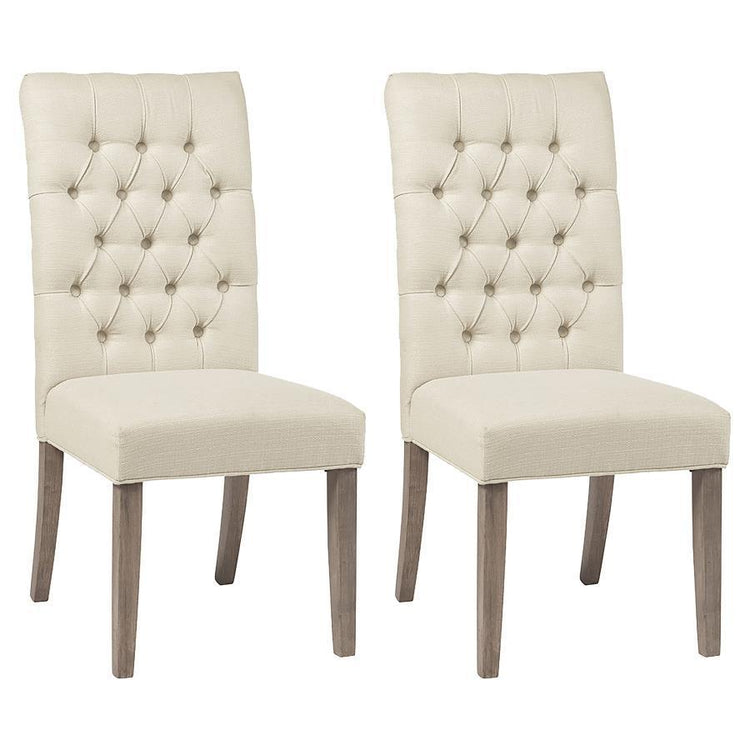 CoasterEssence - Douglas - Tufted Back Dining Chairs (Set of 2) - Vineyard Oak - 5th Avenue Furniture