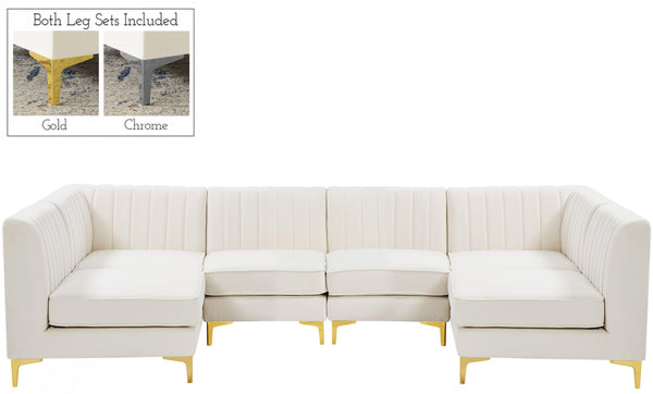Meridian Furniture - Alina - Modular Sectional 6 Piece - Cream - Fabric - 5th Avenue Furniture