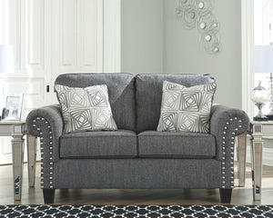 Ashley Furniture - Agleno - Charcoal - Loveseat - 5th Avenue Furniture