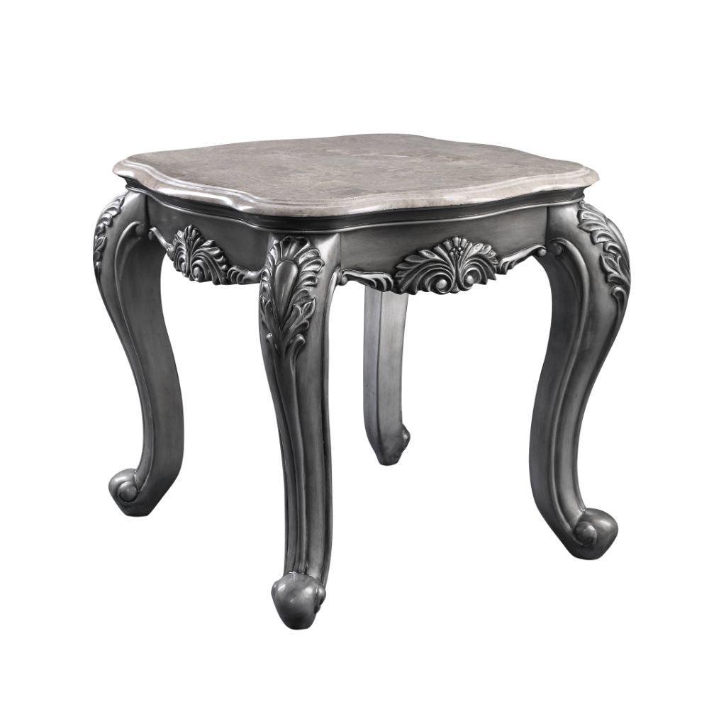 ACME - Ariadne - End Table - Marble & Platinum - 5th Avenue Furniture