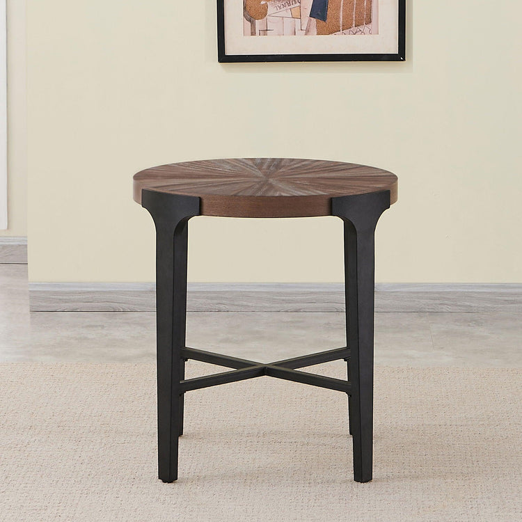 Steve Silver Furniture - Chevron - Round End Table - Brown - 5th Avenue Furniture