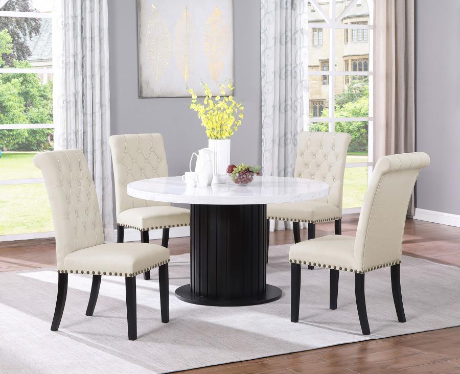 CoasterEssence - Sherry - Round Dining Table - Rustic Espresso And White - 5th Avenue Furniture