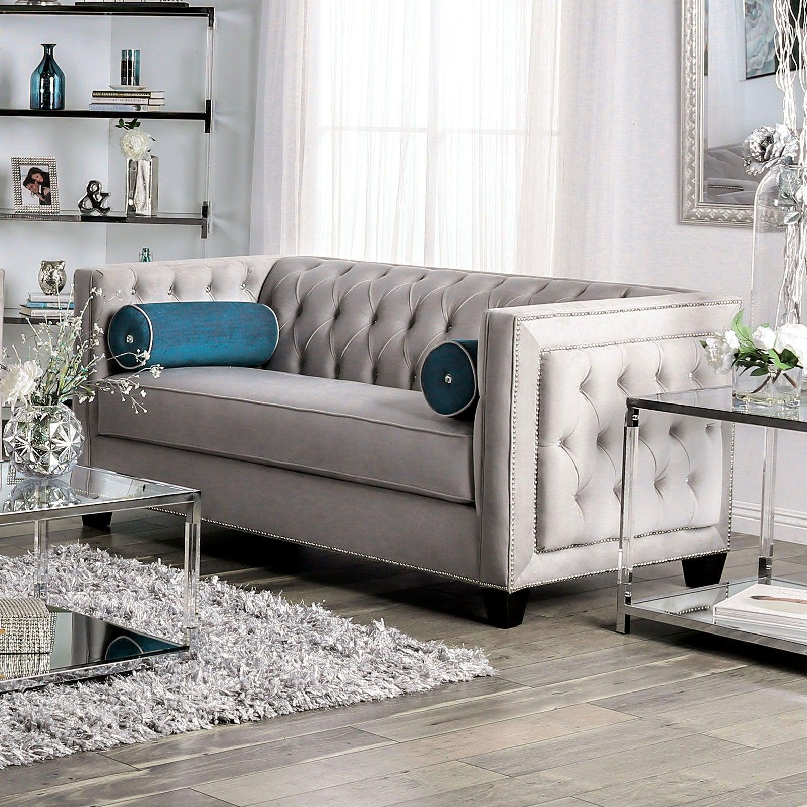 Furniture of America - Silvan - Loveseat - Gray - 5th Avenue Furniture