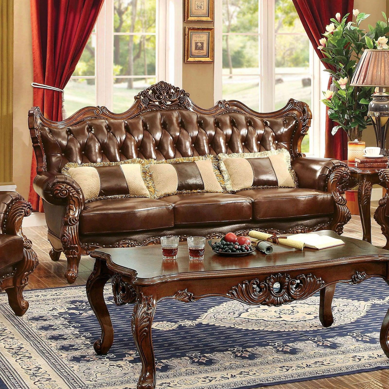 Furniture of America - Jericho - Sofa - Brown / Dark Oak - 5th Avenue Furniture