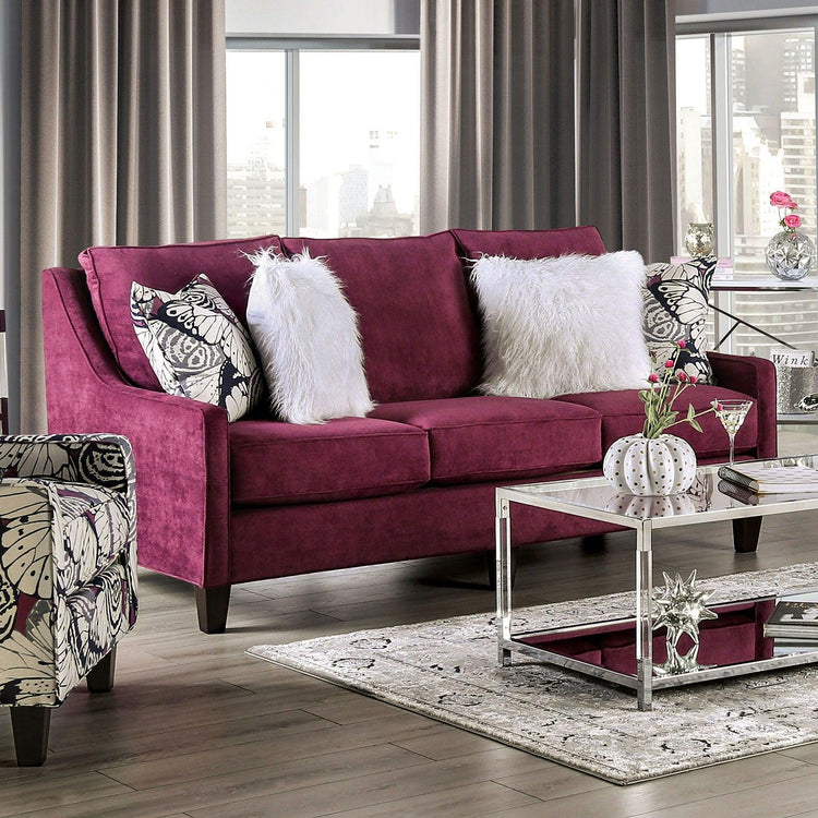 Furniture of America - Jillian - Sofa - Plum / Ivory / White - 5th Avenue Furniture