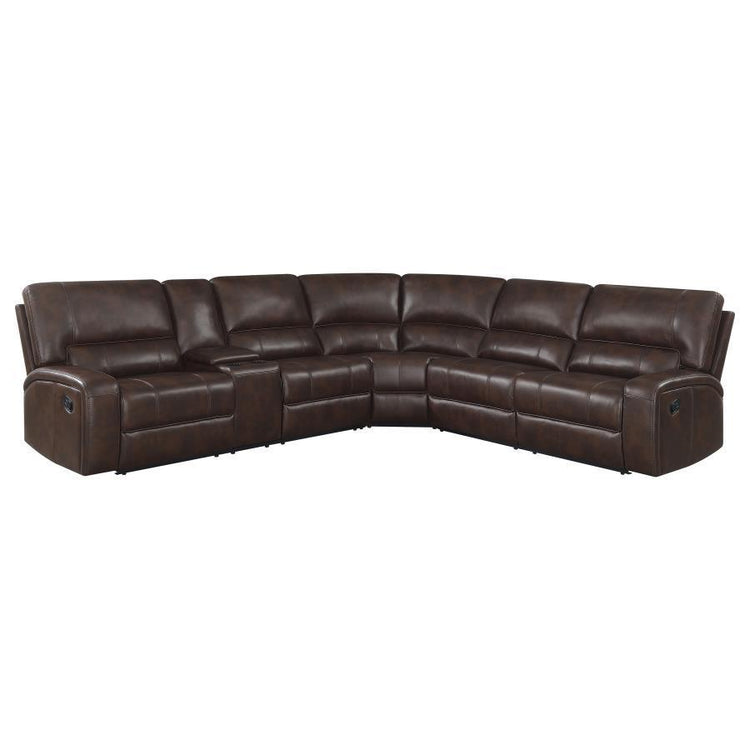 CoasterEssence - Brunson - 3 Piece Upholstered Motion Sectional - Brown - 5th Avenue Furniture