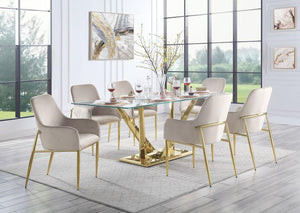 ACME - Barnard - Side Chair (Set of 2) - Gray Velvet & Mirrored Gold Finish - 5th Avenue Furniture