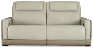 Signature Design by Ashley® - Battleville - Almond - 2 Seat Pwr Rec Sofa Adj Hdrest - 5th Avenue Furniture