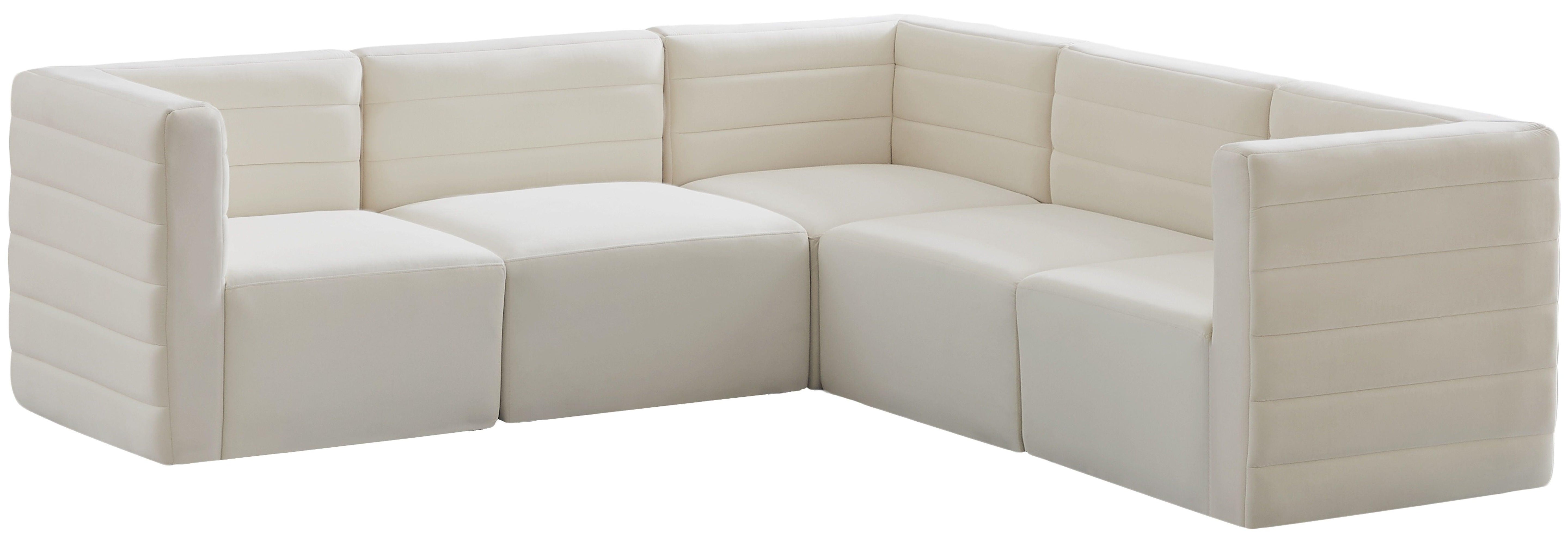 Meridian Furniture - Quincy - Modular Sectional 5 Piece - Cream - 5th Avenue Furniture