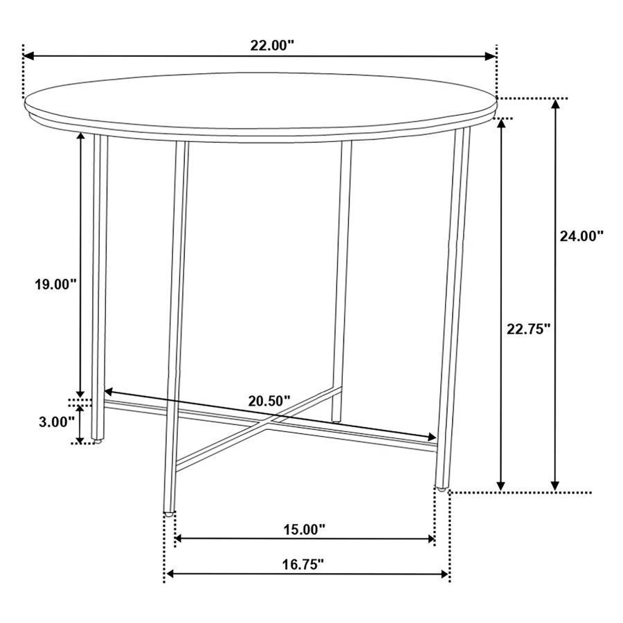 CoasterEssence - Ellison - Round X-Cross End Table - White And Gold - 5th Avenue Furniture