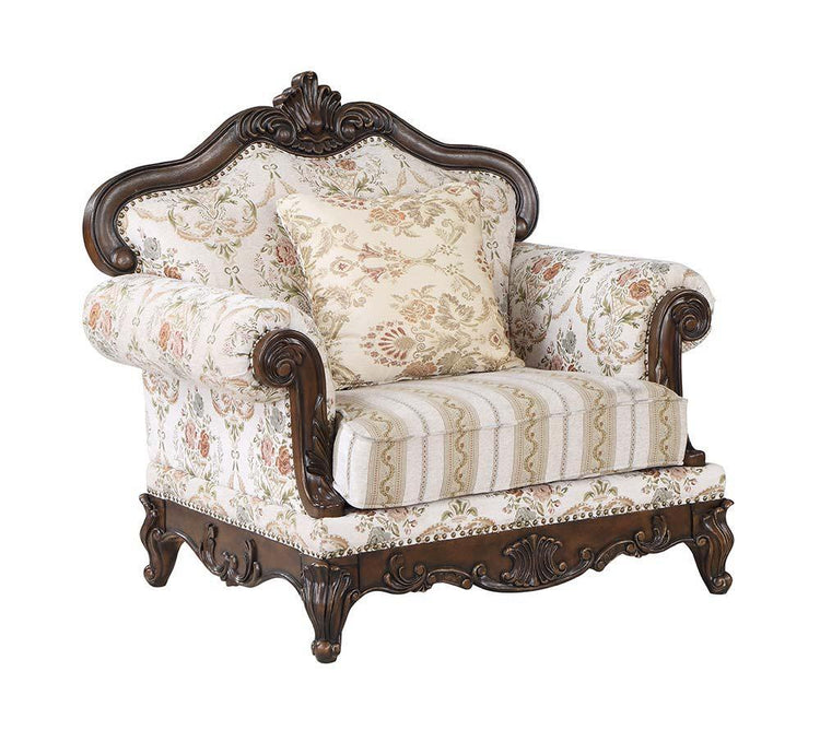 ACME - Nayla - Chair - Pattern Fabric & Walnut Finish - 5th Avenue Furniture