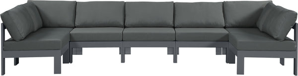 Meridian Furniture - Nizuc - Outdoor Patio Modular Sectional 7 Piece - Gray Dark - 5th Avenue Furniture