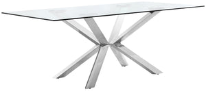 Meridian Furniture - Juno - Dining Table - Pearl Silver - Glass - 5th Avenue Furniture