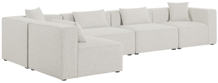 Meridian Furniture - Cube - Modular Sectional 5 Piece - Cream - 5th Avenue Furniture