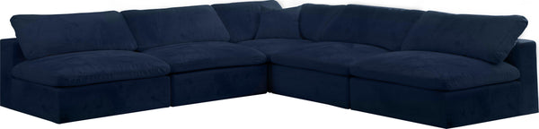 Meridian Furniture - Cozy - Modular Sectional Cloud 5 Piece - Navy - Fabric - 5th Avenue Furniture