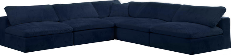 Meridian Furniture - Cozy - Modular Sectional Cloud 5 Piece - Navy - Fabric - 5th Avenue Furniture