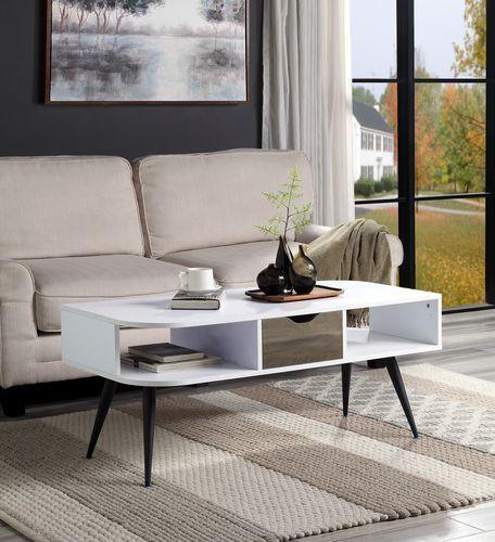 ACME - Halima - Accent Table - White & Black Finish - 5th Avenue Furniture