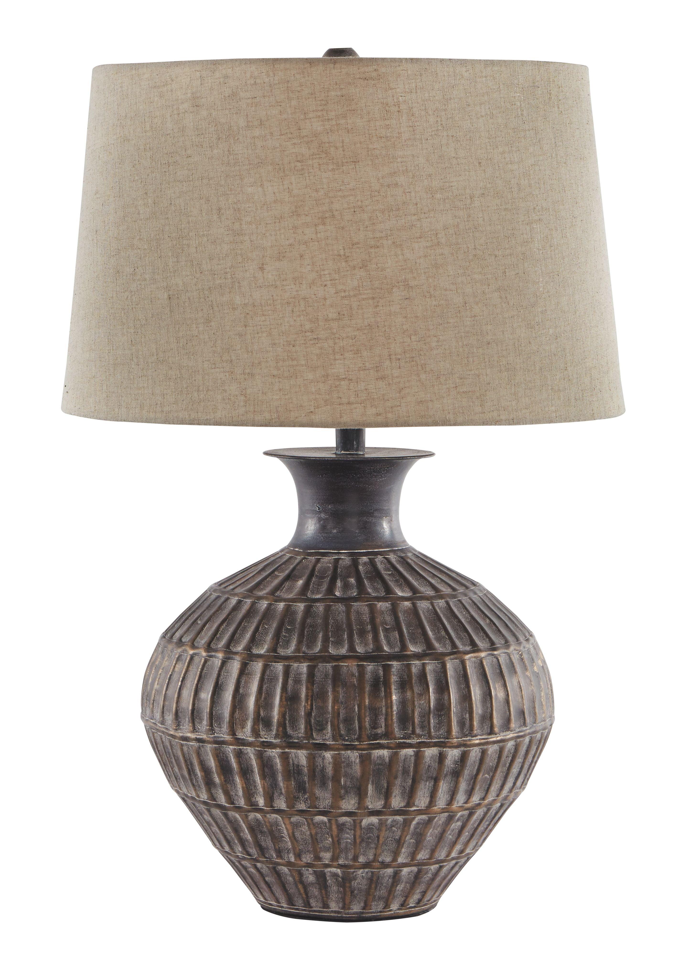 Ashley Furniture - Magan - Antique Bronze Finish - Metal Table Lamp - 5th Avenue Furniture