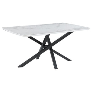 CoasterEssence - Paulita - Rectangular Dining Table - White And Gunmetal - 5th Avenue Furniture