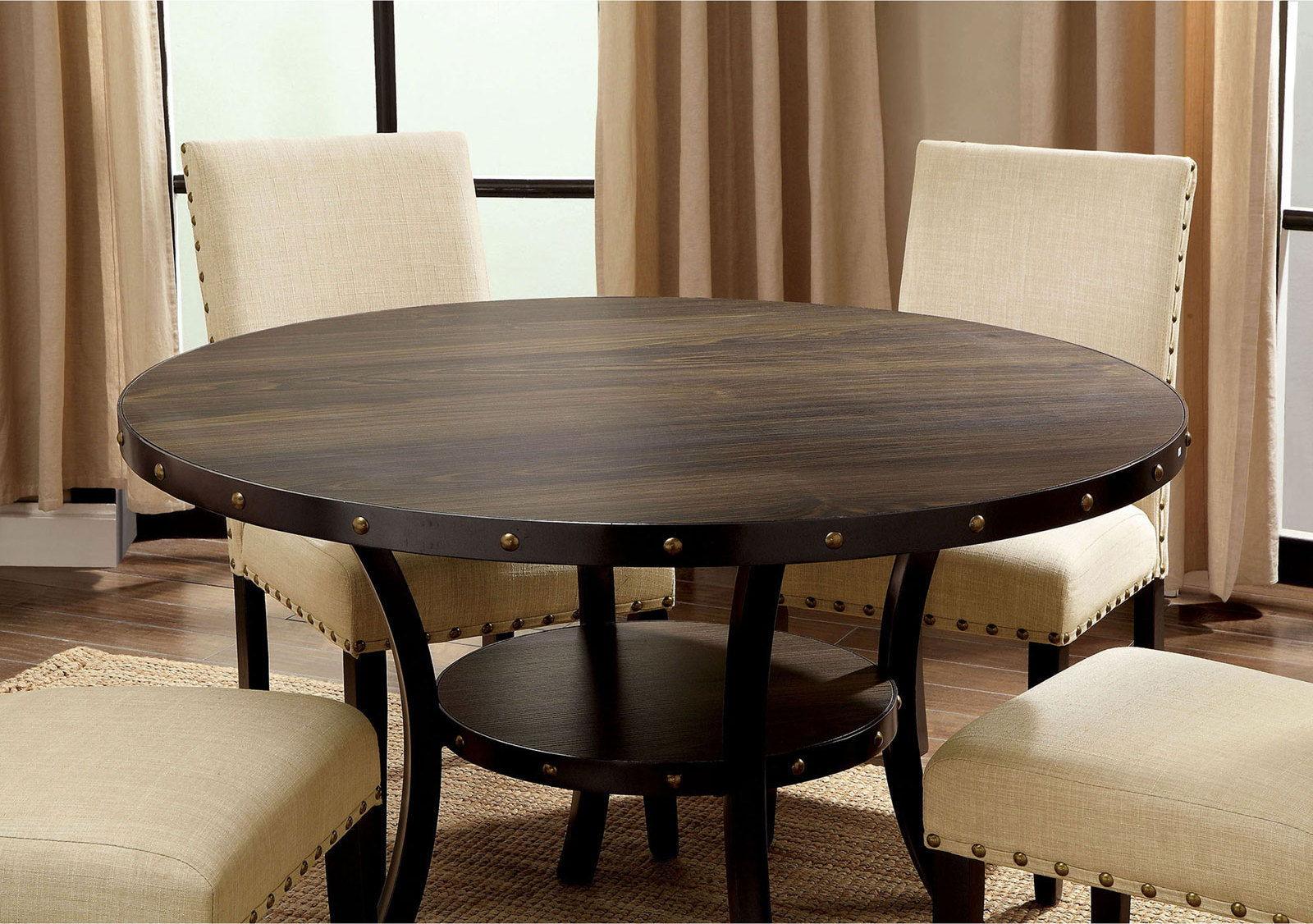 Furniture of America - Kaitlin - Round Dining Table - Light Walnut / Beige - 5th Avenue Furniture