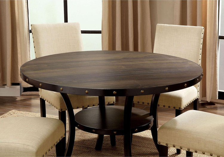 Furniture of America - Kaitlin - Round Dining Table - Light Walnut / Beige - 5th Avenue Furniture