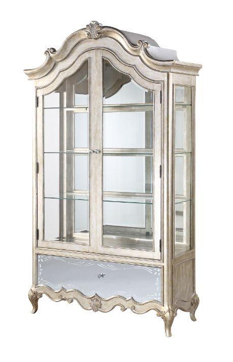 ACME - Esteban - Curio - Mirrored & Antique Champagne Finish - 5th Avenue Furniture