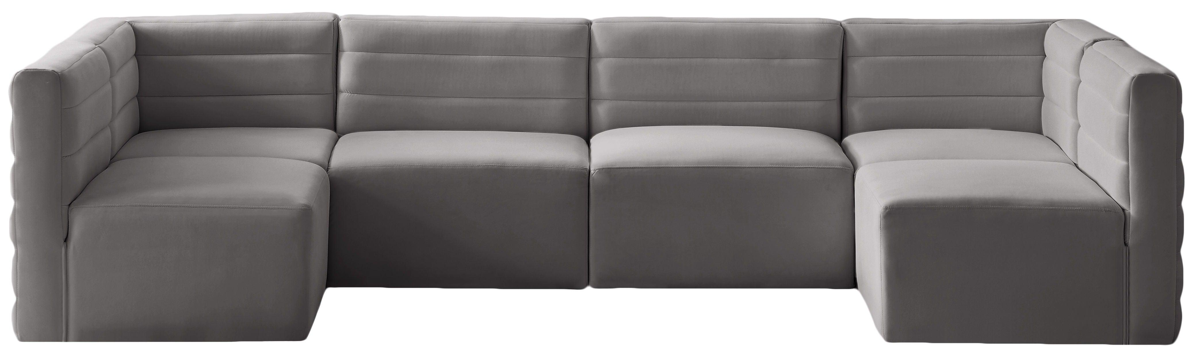 Meridian Furniture - Quincy - Modular Sectional 6 Piece - Grey - Fabric - 5th Avenue Furniture