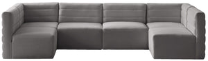 Meridian Furniture - Quincy - Modular Sectional 6 Piece - Grey - Fabric - 5th Avenue Furniture