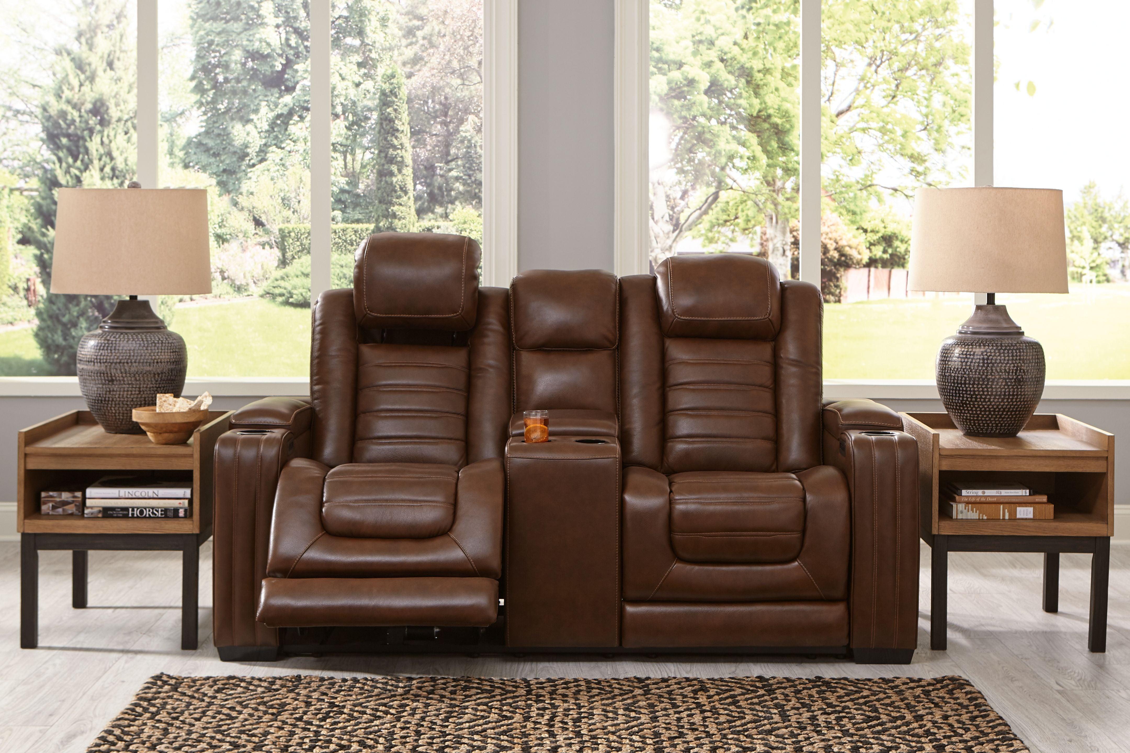 Signature Design by Ashley® - Backtrack - Chocolate - 2 Pc. - Power Reclining Sofa, Loveseat - 5th Avenue Furniture