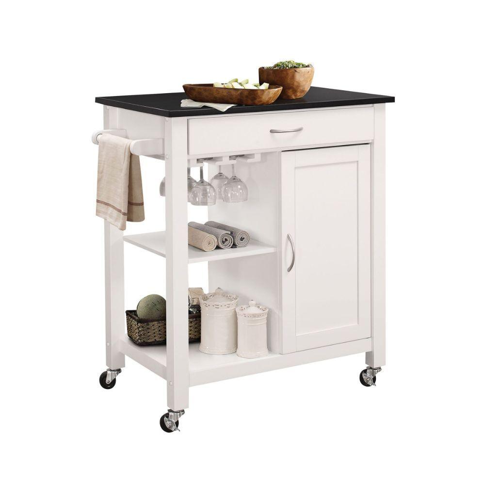 ACME - Ottawa - Kitchen Cart - Black & White - 5th Avenue Furniture