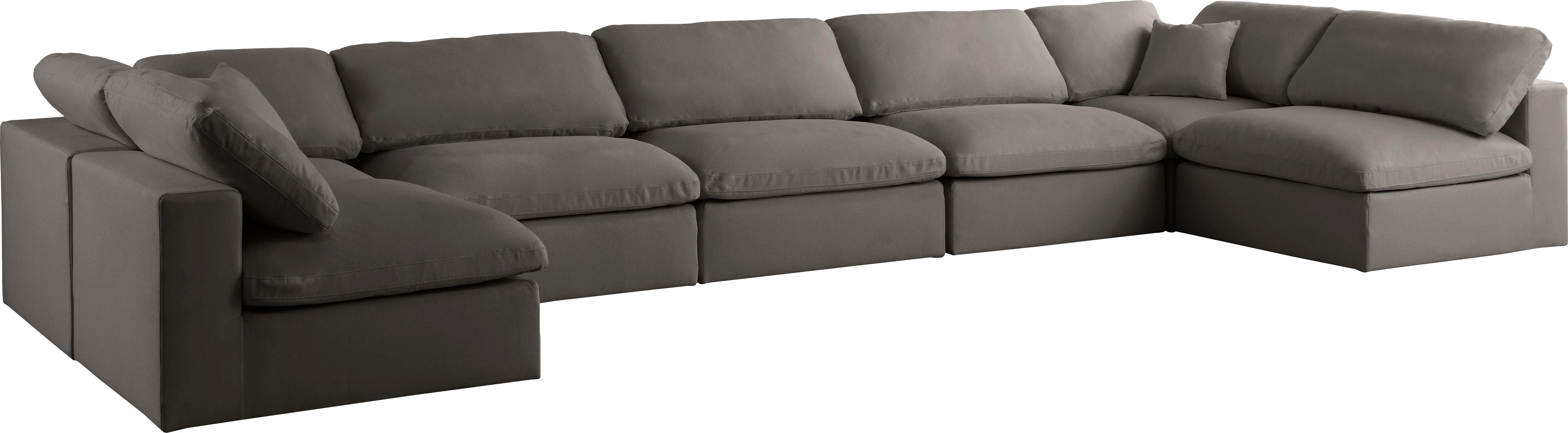 Meridian Furniture - Plush - Velvet Standart Comfort Modular Sectional - Grey - 5th Avenue Furniture