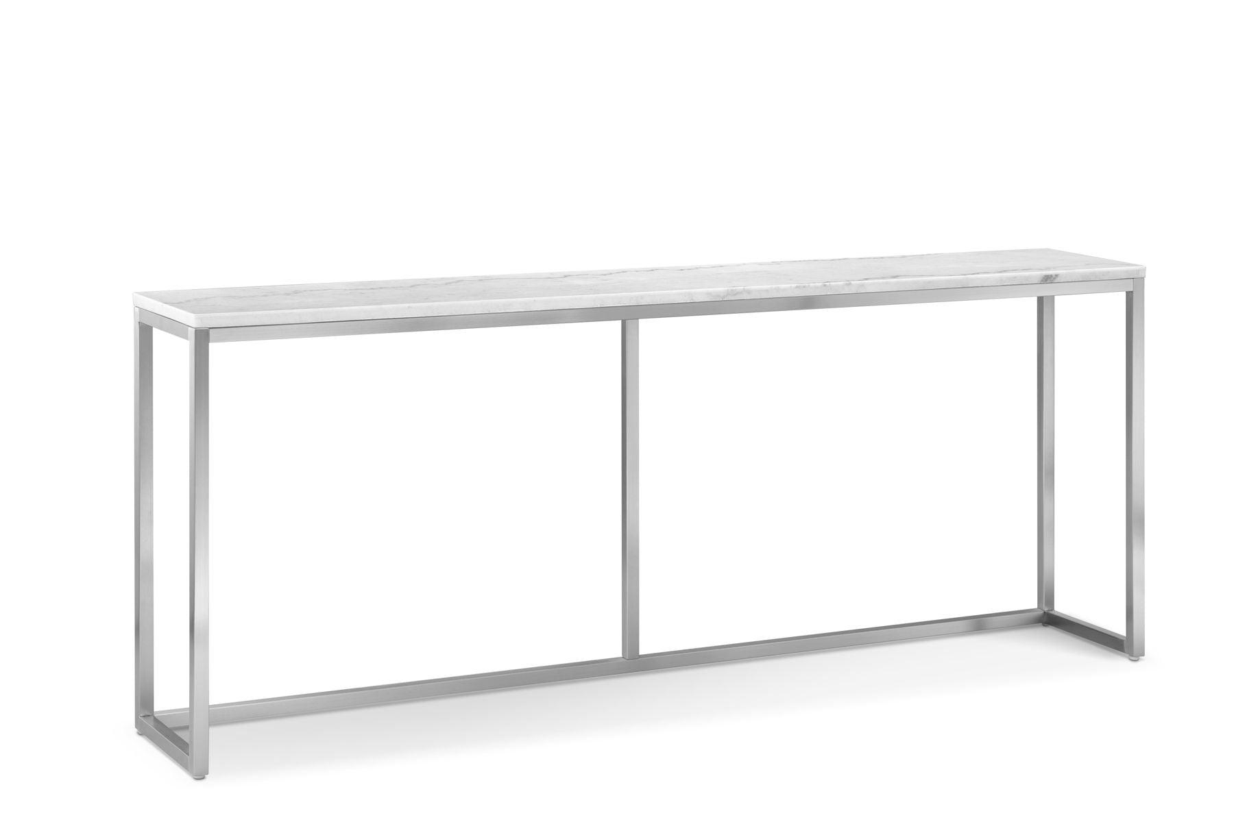 Magnussen Furniture - Esme - Rectangular Sofa Table - White Marble And Brushed Nickel - 5th Avenue Furniture