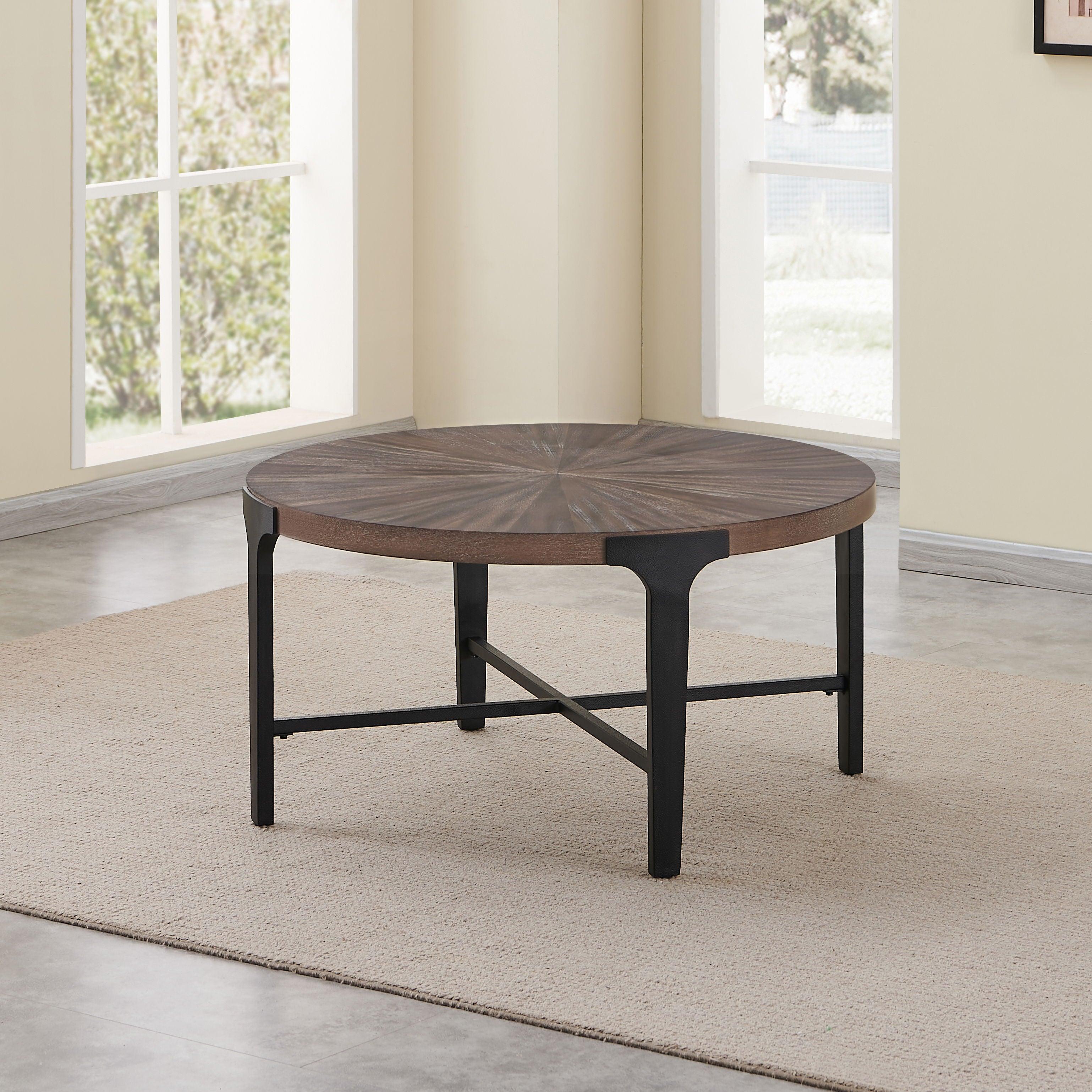 Steve Silver Furniture - Chevron - Round Cocktail Table - Brown - 5th Avenue Furniture