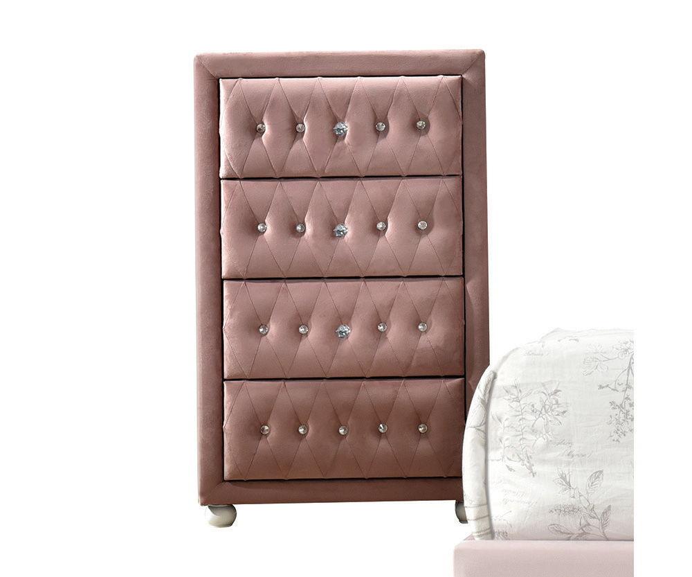 ACME - Reggie - Chest - Pink Fabric - 5th Avenue Furniture