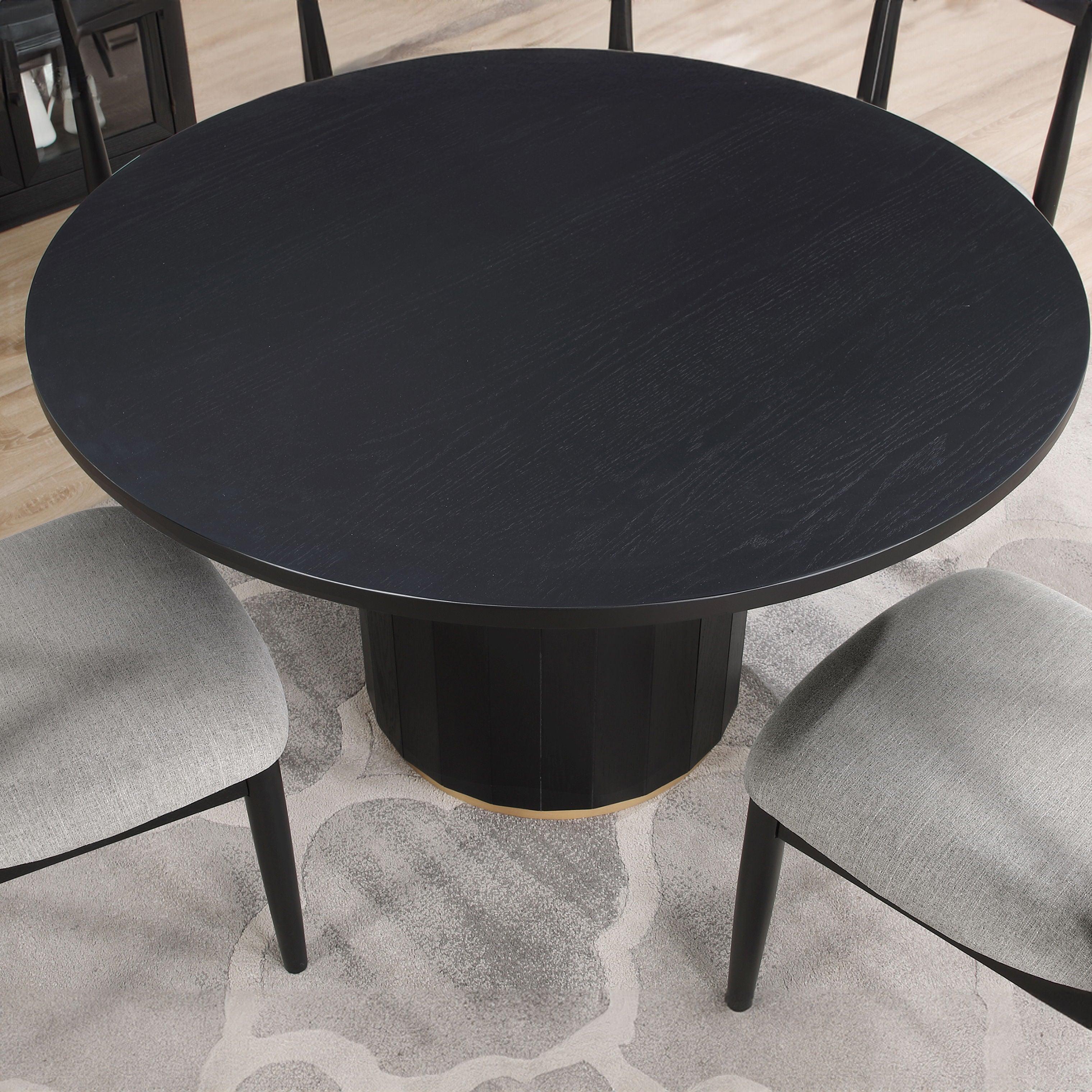 Steve Silver Furniture - Magnolia - Round Table - Black / Gold - 5th Avenue Furniture